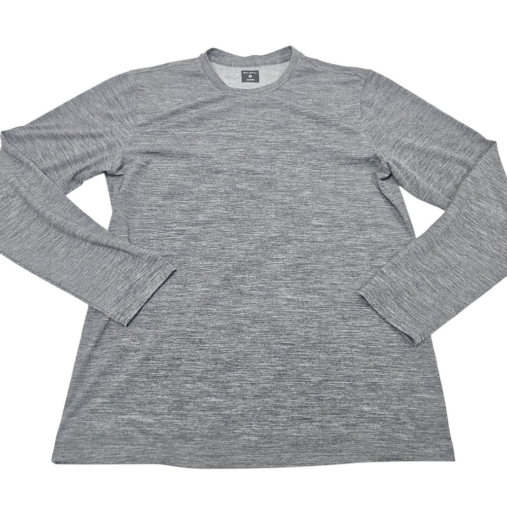 Hill City Performance Shirt Mens M Gray Merino Wool Blend Long Sleeve Crewneck